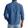 thumbnail image 3 of Fabrcox Mens Linen Button Down Shirt Roll Up Collared Men Shirts Long Sleeve Sun Protection Vacation Travel Yoga Summer Men's Beach Shirt Blue M, 3 of 3