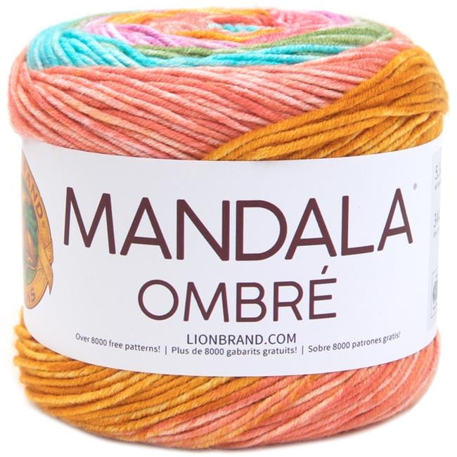 Lion Brand Yarn Mandala Ombre Tranquil Ombre Cake Medium Acrylic Multi-color Yarn