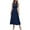Blue, variant on Antinious Women Camis Sleeveless Casual Solid Elastic Waist Fold Hem Belt Versatile Stylish Midi Dress