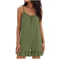 thumbnail image 2 of Purcolt Womens One Piece Jumpsuit Summer Casual Spaghetti Strap Sleeveless Shorts Outfits Comfortable Loose Fit Loungewear with Ruffled Hem, 2 of 7