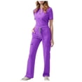 thumbnail image 2 of Facnwert Women's V-Neck Top With Drawstring Pocket Pants And Casual Two-Piece Set For Protective Uniform Care Workers, 2 of 5
