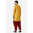thumbnail image 2 of Royal Kurta Elegant Mustard Jacquard Silk Printed Long Kurta and Maroon Salwar for Men, 2 of 7