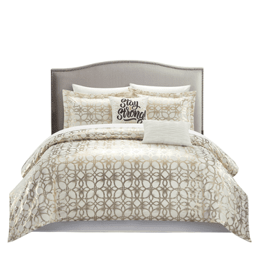 Chic Home Shea 9-Piece Geometric Comforter Set, King, Beige