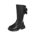 thumbnail image 4 of HAOTAGS Girls Boots Flat Zipper, Side Zipper Leather Non Riding Boots Comfortable and Soft Casual PU Leather Mid-Calf Boots Black 2 Big Kids, 4 of 8