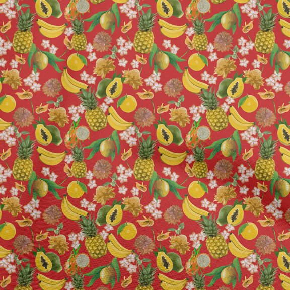 oneOone Cotton Cambric Red Fabric Tropical Sewing Craft Projects Fabric Prints By Yard 42 Inch Wide