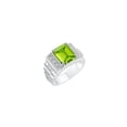 thumbnail image 2 of RYLOS Men's Rings Sterling Silver Designer Style 10X8MM Emerald Cut Shape Gemstone & Diamonds PERIDOT AUGUST Birthstone Rings For Men Size 13, 2 of 4