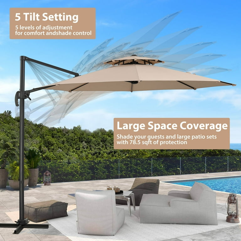 arctic sky 10 offset patio umbrella 10FT With Solar LED Lights TheOutdoor Collective convenient placement Best Choice Products 10ft Solar
