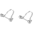 thumbnail image 2 of Minimalist Ball Cartilage Stud Earrings S925 Sterling Silver for Women Men 18G Tassel Threader Chain Barbell Bar Tragus Helix Screw Back Earring Studs Ear Piercing Dainty Jewelry Gifts, 2 of 3