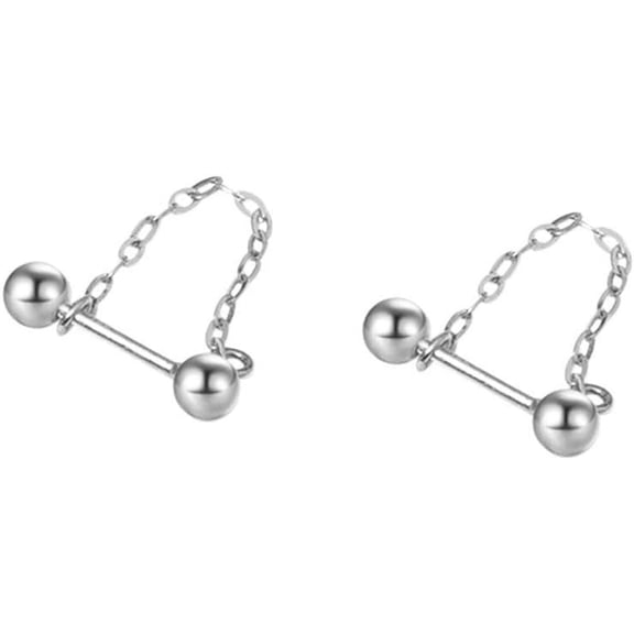 Minimalist Ball Cartilage Stud Earrings S925 Sterling Silver for Women Men 18G Tassel Threader Chain Barbell Bar Tragus Helix Screw Back Earring Studs Ear Piercing Dainty Jewelry Gifts