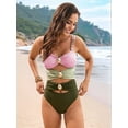 thumbnail image 6 of Women'S One Piece Swimsuit Cutout Color Block Bathing Suit Golden O Ring Linked Swimwear Pink L, 6 of 10