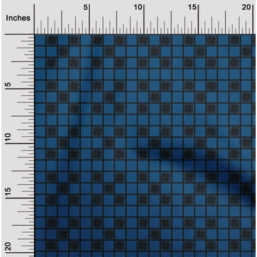 oneOone Organic Cotton Poplin Twill Fabric Check Ikat Printed Fabric 1 Yard 42 Inch Wide