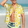 thumbnail image 5 of KLL Men's Hawaiian Shirt Short Sleeve Button Down Beach Shirts-Daisies Flowers, 5 of 5