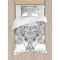 thumbnail image 3 of Zodiac Decor King Size Duvet Cover Set, Astrological Icon Pattern with Curved Flower Lace Motifs on Horns Cute Image, Decorative 3 Piece Bedding Set with 2 Pillow Shams, Black White, by Ambesonne, 3 of 3