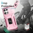 thumbnail image 5 of Allytechgroup for Motorola Moto G 2025 Case, Sliding Camera Lens Cover Military Grade Protection Stand Bracket Bumper Rugged TPU PC Phone Case for Motorola Moto G (2025), Pink, 5 of 8