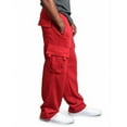 thumbnail image 2 of GRNSHTS Men's Jogger Heavy Weight Fleece Cargo Pocket Sweat Pants Casual Loose Trousers (Red,3XL), 2 of 7