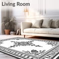 thumbnail image 2 of ODIKA 5'x7' Machine Washable Non-Slip Area Rug, Ornamental Medallion Mosaic with Filigree Edges and Faded Petals High Traffic Rug, Black, 472697, 2 of 7