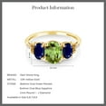thumbnail image 4 of Gem Stone King 10K Yellow Gold Green Peridot Blue Sapphire and Diamond Accent Engagement Ring | 2.56 Cttw | Oval 8X6MM and 6X4MM | Three Stone Wedding Anniversary Promise Ring for Women (Size 9), 4 of 4