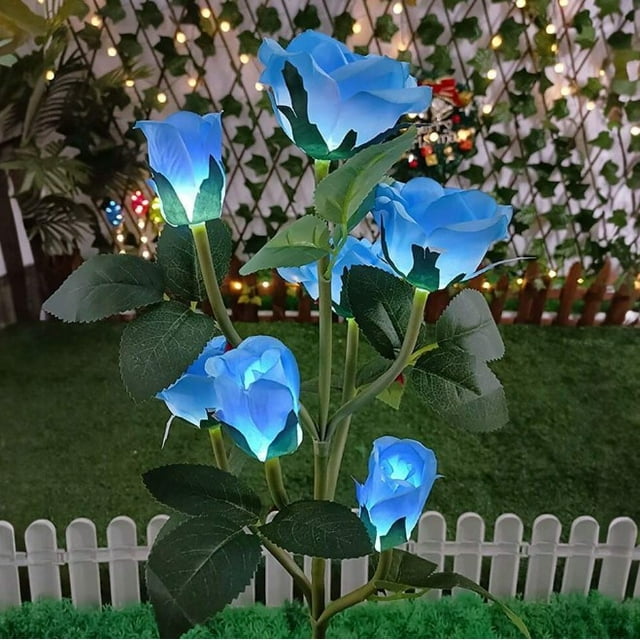 Luces Solares de Jardín CM-TOP Decoración de Jardines al Aire Libre LED Impermeables Rosa Azul