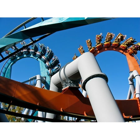 LAMINATED POSTER Roller Coaster Looping Leisure Theme Park Rides Fun Poster Print 24 x