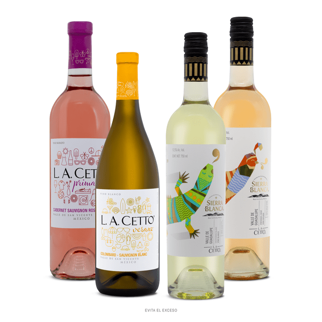 Vino L.A. Cetto Estaciones: Primavera ,Verano y Sierra Blanca: Zinfandel Rosé, Sauvignon Blanc Paquete de 4 bot. De 750 ml