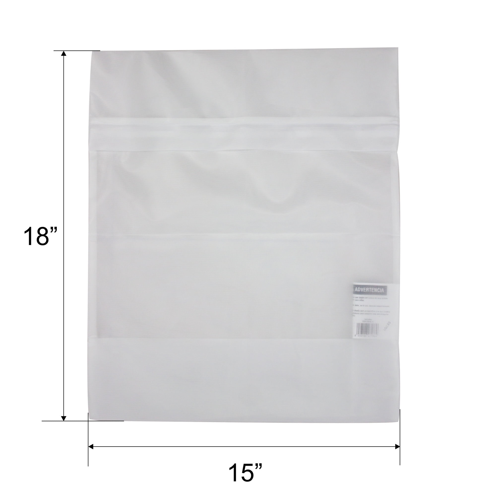 (5 pack) Mainstays Delicates White Polyester Mesh Wash Bag with Zipper Closure, 15" x 18"