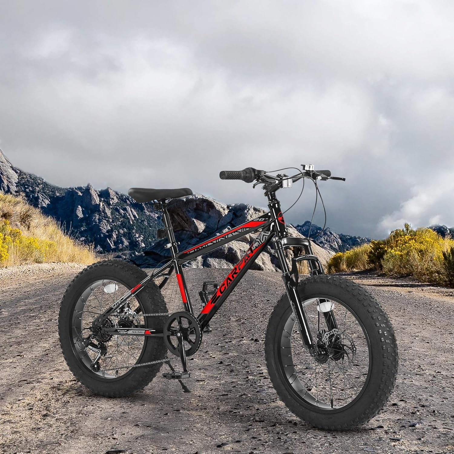 Ambifirner Bike 20 Inch Wheels, 4" Tire Snow Mountain Bike Ages 8-12 Year Old, Steel Frame, 7 Speed Teenager Fat Tire Bicycles