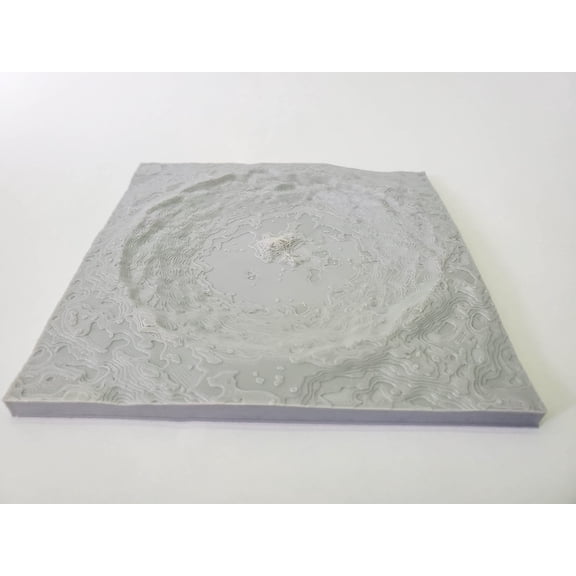 Clever Contraption 3D Topographic Moon Map | Tycho Crater Relief Model | Lunar Surface Decoration Grey - Small