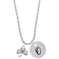 thumbnail image 1 of Delight Jewelry Silvertone Antiqued Shamrock Silvertone Script Initial Disc - O - Charm Necklace, 20"+3", 1 of 4