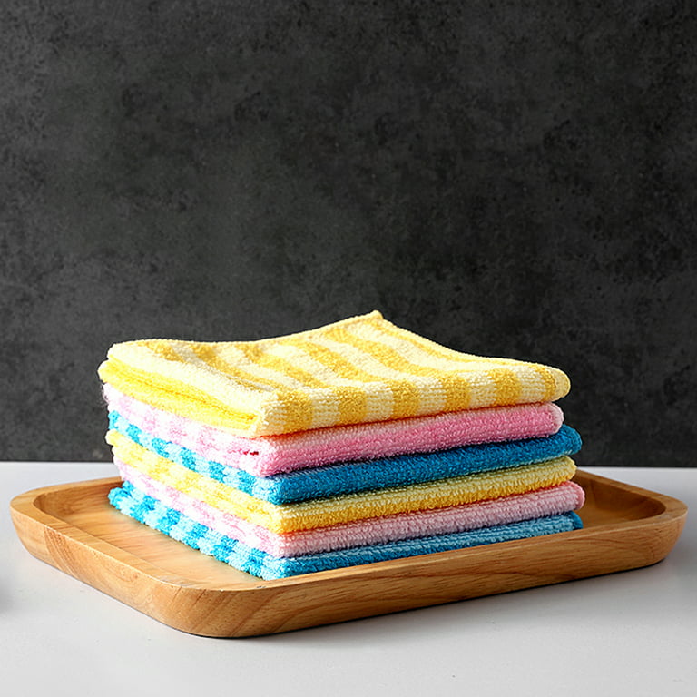 HYER KITCHEN Microfiber Dish Towels, Stripe Dishcloth 12x12 Inch, Gray