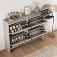 thumbnail image 2 of Bingirl Armoire à Chaussures avec 4 Tiroirs Basculants Armoire à Chaussures en Bois avec Tablette Réglable Rangement pour Chaussures pour Entrée Armoire à Chaussures Dissimulée pour Couloir Salon Gris, 2 of 6