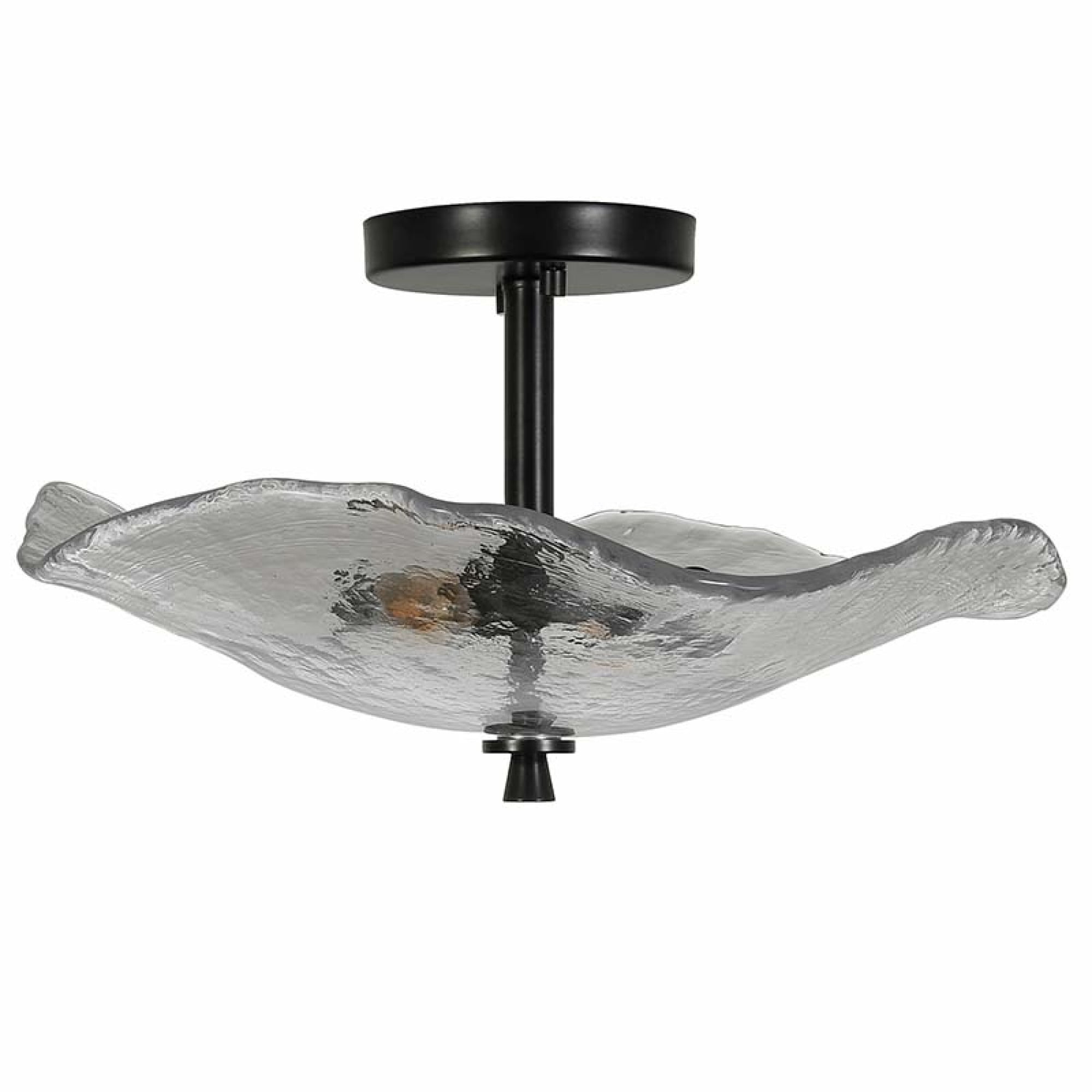 Jopath 16.5" Glass Ceiling Light Fixture Flush Mount , 2-Lights Close to Ceiling Lamp, Modern Black Ceiling Light Fixture for Bedroom Bathroom Hallway Entryway Kitchen Dining Room