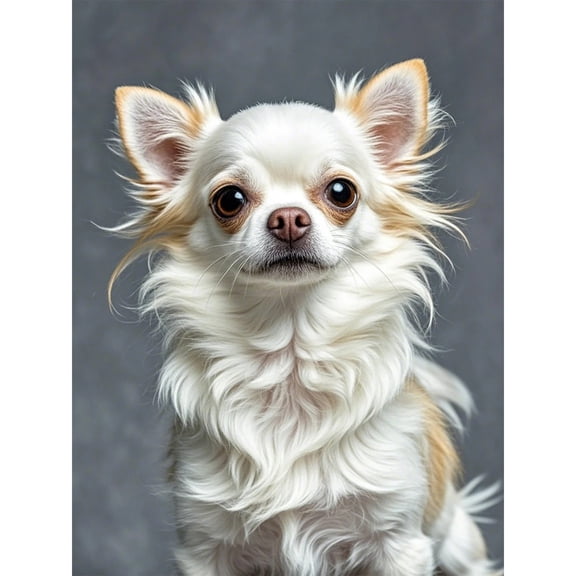 Long Haired Chihuahua Diamond Dots Painting DIY Kits 5D Diamond Art Full Round Drill Beads by Number Stitch Handmade Arts and Crafts for Living Room Bedroom Home Wall Decor 12x16 inch / 30x40cm