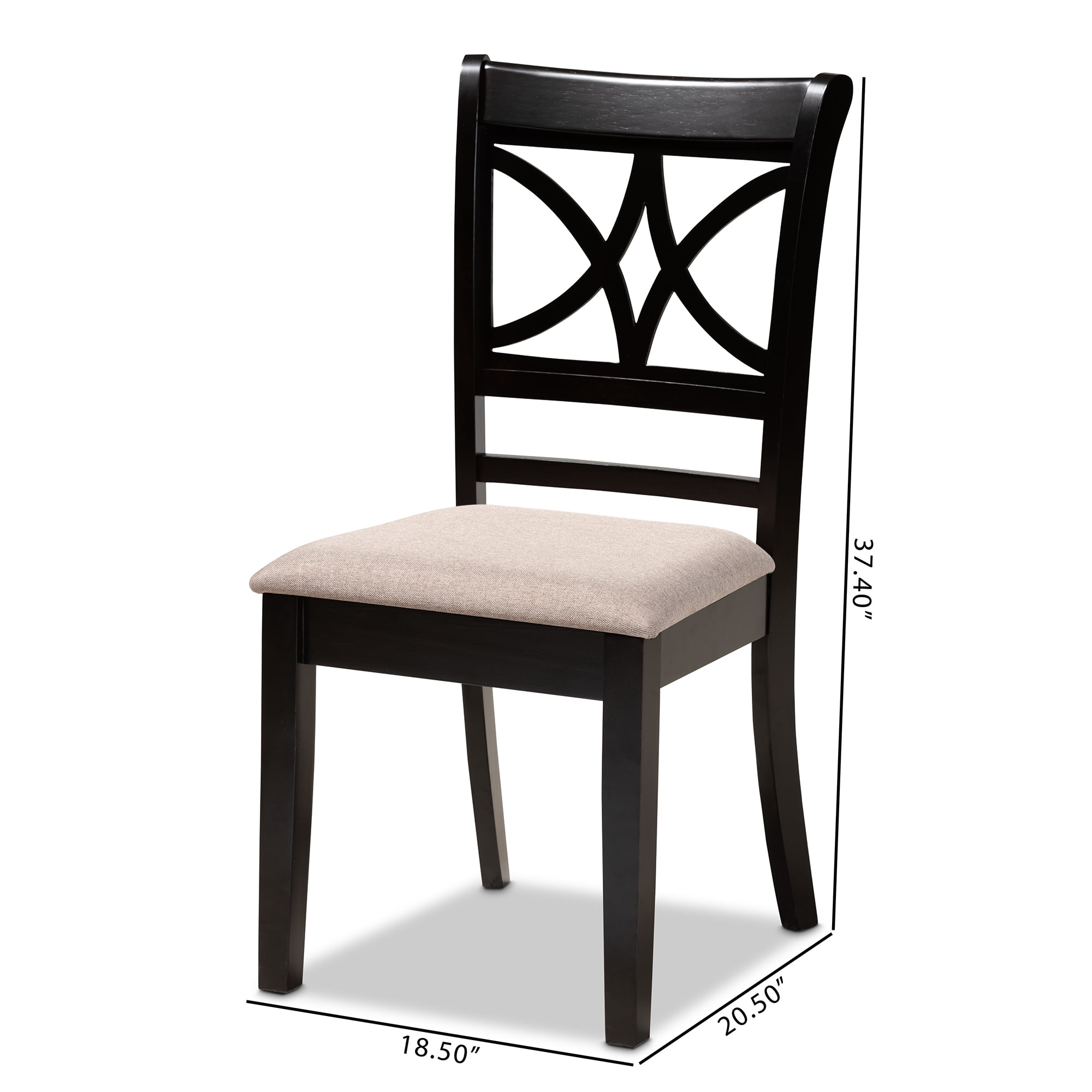 Baxton Studio Clarke Modern and Contemporary Sand Fabric Upholstered and Espresso Brown Finished Wood 4-Piece Dining Chair Set