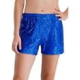 thumbnail image 3 of Mufeng Kids Girls Sequin Shorts Sparkly Hip Hop Jazz Dance Shorts Glitter High Waist Rave A Line Blue 14, 3 of 7