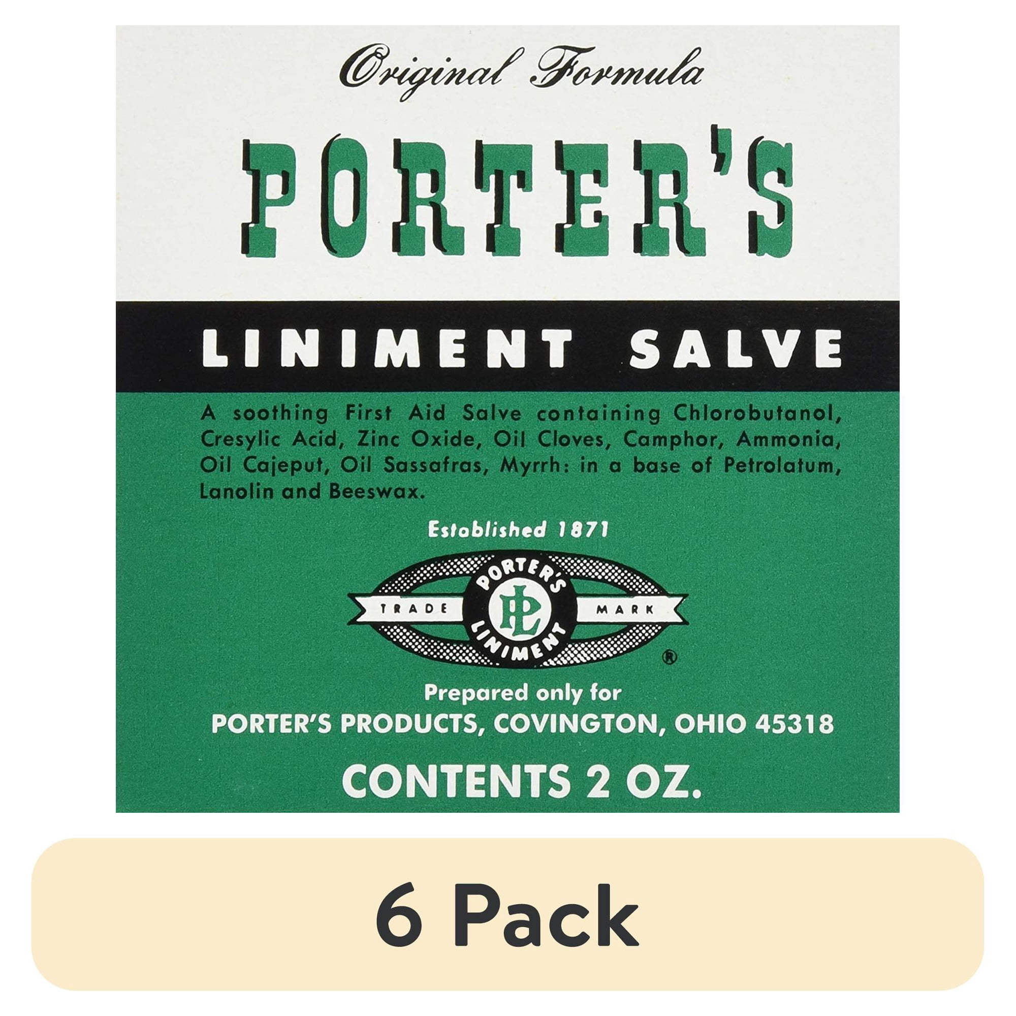 (6 pack) Porter's Original Formula Body Salve, 2 oz, Pack of 1