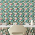 thumbnail image 2 of Ambesonne Flowers Vintage Peel & Stick Wallpaper for Home, Cottagecore Floral, 13"x72", Seafoam Pale Pink Blush, 2 of 5