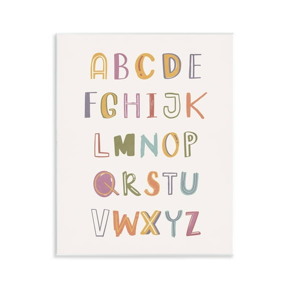 Stupell Industries Soft Doodle Alphabet Education Painting Unframed Art Print Wall Art, 11 x 14