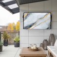 thumbnail image 2 of Outdoor TV Cover 58x37x4.5in, Gray Gradient Marble Abstract Gold Foil Weatherproof TV Screen Protector with Zipper, White Geometric Art Outside Television Cover Fits Up to 60-65", 2 of 9