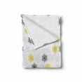 thumbnail image 2 of Grey and Yellow Soft Flannel Fleece Throw Blanket, Moroccan Style Modern Sun Beam Flowers with Rounds Dots Image, Cozy Plush for Indoor and Outdoor Use, 50" x 70", Black and Pale Grey, by Ambesonne, 2 of 6