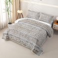 thumbnail image 3 of Castle Fairy Vintage Washed Aztec Stripe Bed Spread Queen 3pcs,Boho Geometric Border Queen Coverlet Set,Gray Ivory,1 Quilt and 2 Pillowcases, 3 of 7