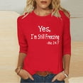 thumbnail image 2 of Jsaierl Tops for Women 3/4 Sleeve Summer Round Neck Shirts Cute Print Petite Blouses Work Dressy T-shirts Top S-5XL, 2 of 6