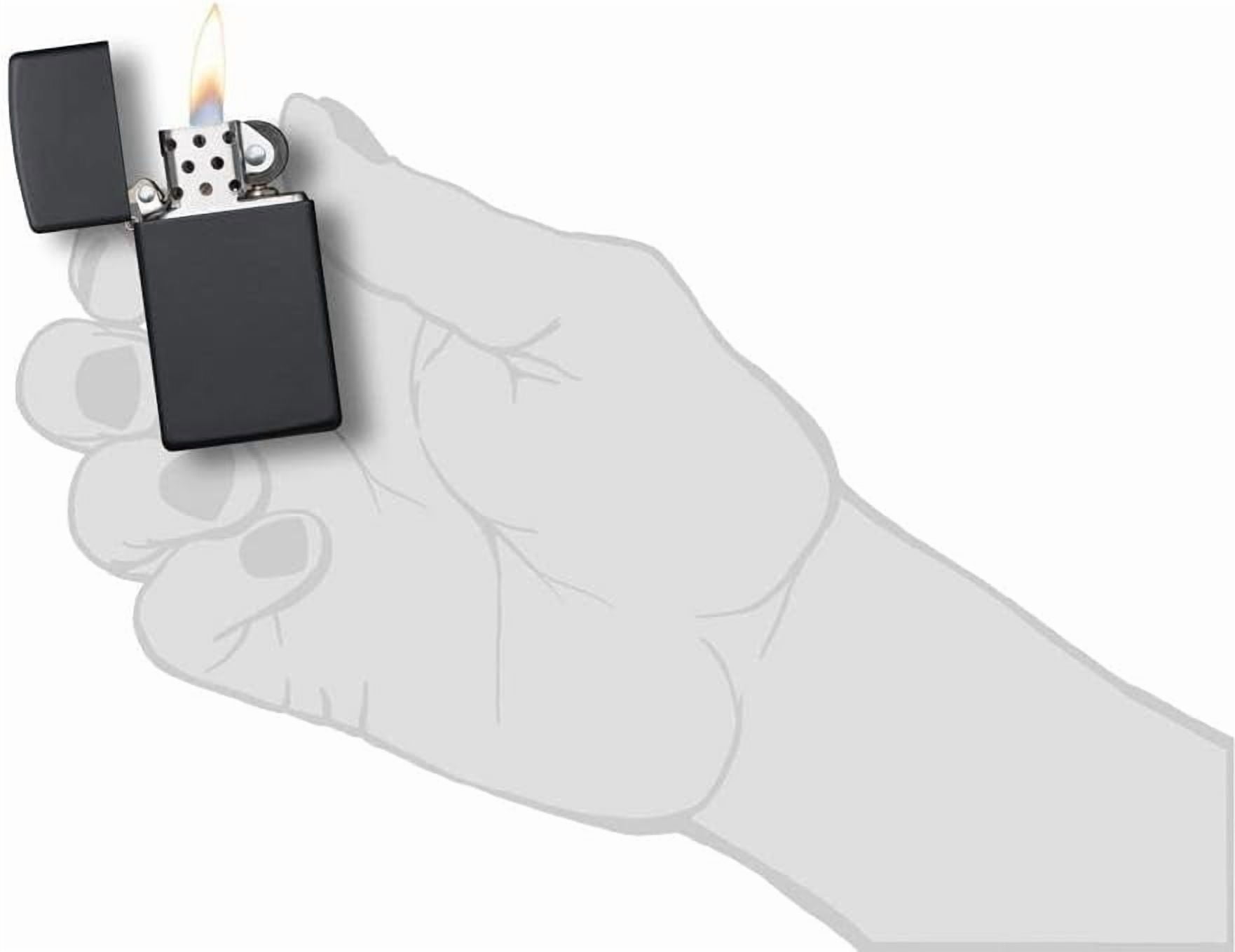 Zippo Lighter - Personalized Customize Message Engrave on Slim Size Windproof Lighter (Black Matte #1618)