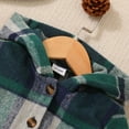 thumbnail image 4 of Curuila Boys Girls Coats Autumn Winter Long Sleeve Plaid Prints Hooded Button Mid-Length Outwear Green Size 9-12 Months, 4 of 9