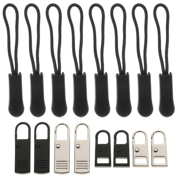 FRCOLOR Zipper Pull Tab 16Pcs Zipper Pull Tab Alloy Zipper Puller Replacement Puller Slider Detachable Zipper Extender,1.38"X0.39"X0.12"