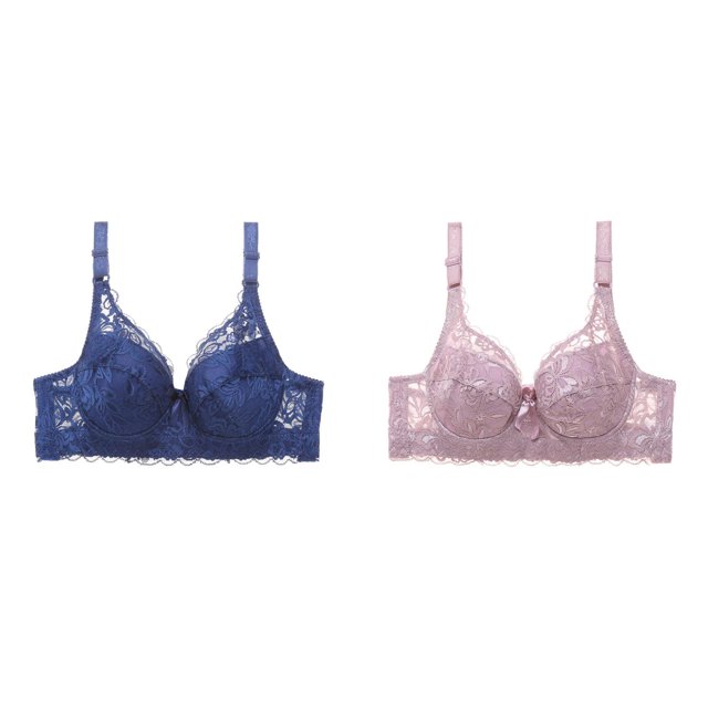 (2-Pack) Rinsvye Womens Lace Bra With Padded Cups Enhancement Push Up Bra For Natural Lift And Comfort Everyday Wear