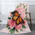 thumbnail image 2 of Joocar Butterfly And Roses Flannel Blanket For Winter Gift Home Sofa Bed Decoration 60x80 inch, 2 of 5