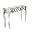 thumbnail image 6 of DecMode 47" x 32" Silver Glass Mirrored Geometric Console Table with Circular Panel Inlay, 1-Piece, 6 of 13