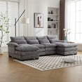 thumbnail image 3 of U-Shaped Sectional Sofa Couch Set, Modern Large Chenille Upholstered 4 Seater Sofa with Double Chaise and Padded Cushions, Modular Sectional Sofa Extra Wide Chaise Lounge for Living Room, Light Gray, 3 of 7