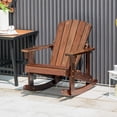 thumbnail image 4 of Gymax 4PCS Kid Adirondack Rocking Chair Outdoor Solid Wood Slatted seat Backrest Coffee, 4 of 9