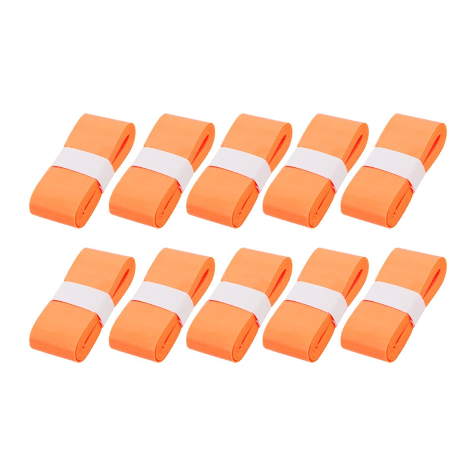 funtasica 10 Pieces Badminton Racket Grip Tape Handle Tape Replacement Sweat Absorbing Cushion Wrap for Fishing Rod Squash Pickleball Orange